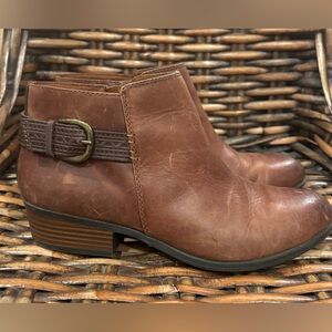 Clarks Women's Addiy Kara Tan Leather Booties, Size 9.5